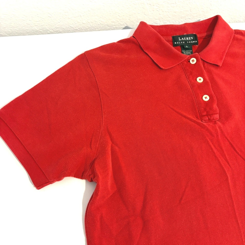 Lauren Ralph Lauren Polo Shirt Womens Small Red Short Sleeve Gold Crest Logo - Picture 4 of 11
